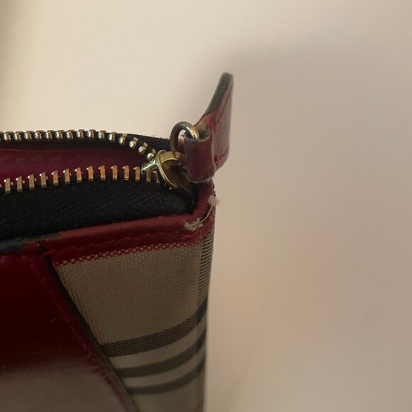 Burberry wallet, red leather and check - Picture 5 of 8